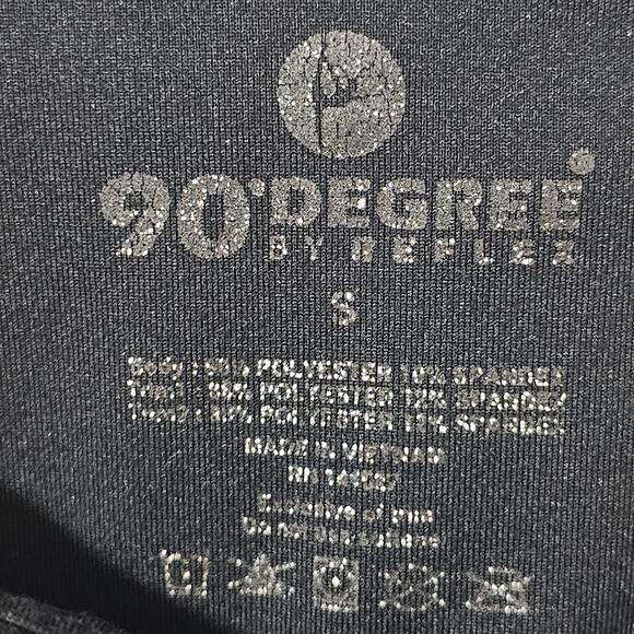 90 Degree By Reflex Athletic Leggings Small Black/White with Mesh Side Panel - Picture 4 of 5